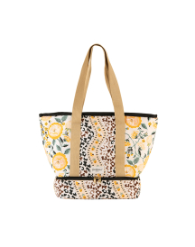 라지 런치 토트 백 - 레오파드 플라워