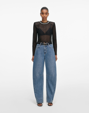 블랙 오간자 레이스 탑