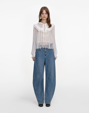 화이트 조제트 레이스 블라우스