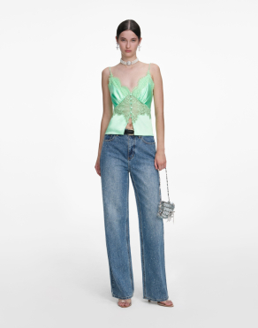 라인스톤 데님 스트레이트 레그 진