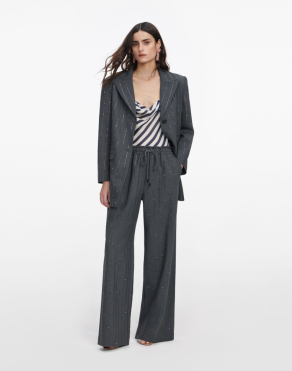 그레이 라인스톤 핀스트라이프 트라우저