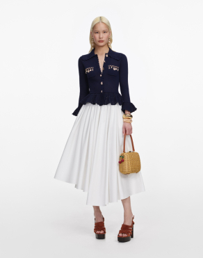 네이비 쉘 엠벨레시트 가디건