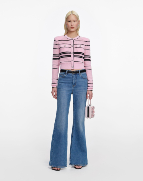 핑크 스트라이프 가디건