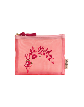 핑크 메쉬 파우치 - 플레인