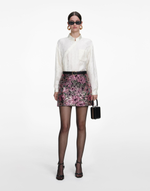 플로럴 시퀸 미니 스커트