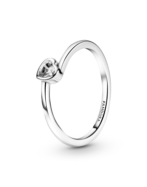 클리어 틸티드 하트 솔리테어 링