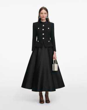 블랙 블라우스 테피타 미디 드레스