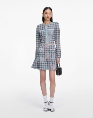 블루 체크 가디건