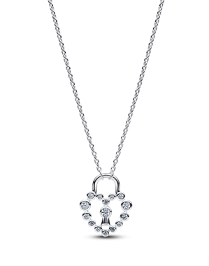 스파클링 하트 패드락 펜던트 네크리스