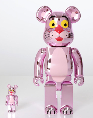 400%+100% BEARBRICK PINK PANTHER CHROME Ver.