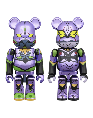 100% BE@RBRICK Evangelion Unit-01 Chrome Ver. & Mark.13 Chrome Ver. 2PCS Set