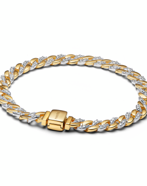 투톤 파베 쿠바 체인 브레이슬릿