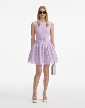 라일락 레이스 슬리브리스 미니 드레스