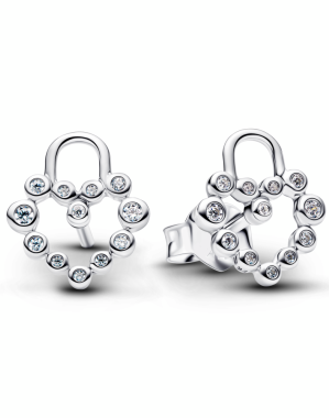 스파클 하트 패드락 스터드 이어링