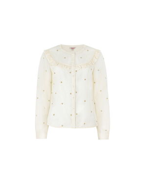 프릴 버튼 블라우스 슈팅 스타