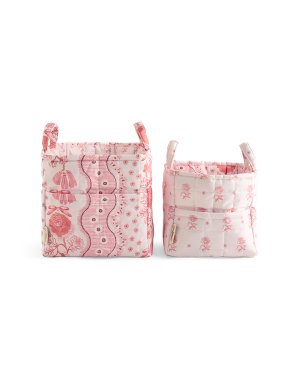 퀼티드 스토리지 백 2개 세트 - 스피탈필즈 실크