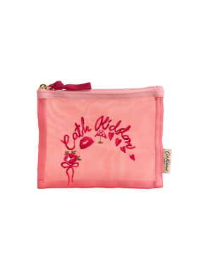 핑크 메쉬 파우치 - 플레인