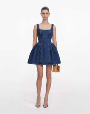 데님 스캘럽 미니 드레스