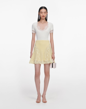 옐로우 포인텔 니트 미니 스커트