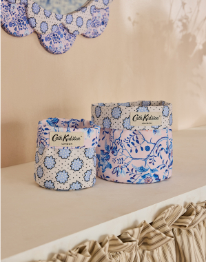리버서블 스토리지 백 2개 세트 - 블루 플로럴