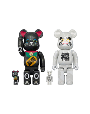 400%+100% BEARBRICK BAPE(R) Maneki Neko Black Plated / Daruma White Plated(4pcs set)