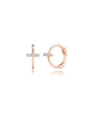 Petit Dia. 쁘띠 다이아몬드 T링 후프 귀걸이