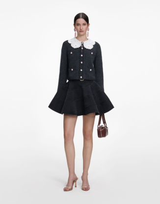 차콜 레이스 카라 가디건