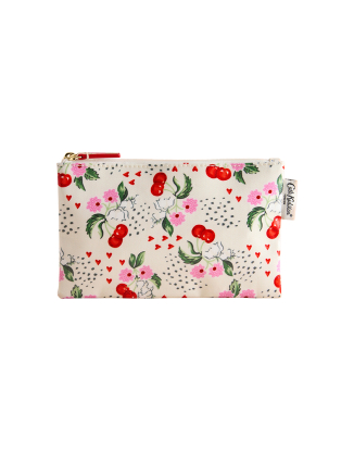 지퍼 펄스 파우치 - 에크루 체리 번치
