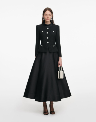 블랙 블라우스 테피타 미디 드레스