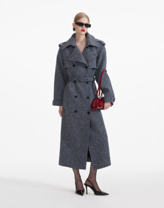 블루 부클레 트렌치 코트