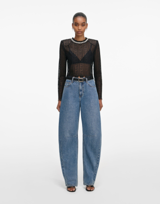 블랙 오간자 레이스 탑