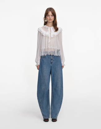 화이트 조제트 레이스 블라우스