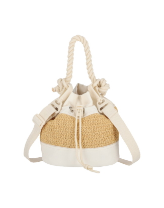 멜란지 라피아 미니 버켓 토트백