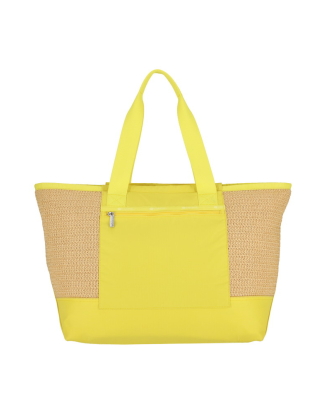 프림로즈 옐로우 라피아 E/W 토트백