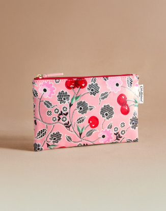 지퍼 펄스 파우치 - 핑크 체리 번치