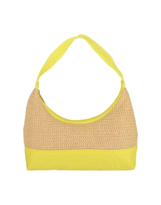 프림로즈 옐로우 라피아 숄더백