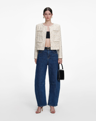 크림 엠블리시드 부클레 자켓