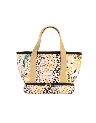 스몰 런치 토트 백 - 레오파드 플라워