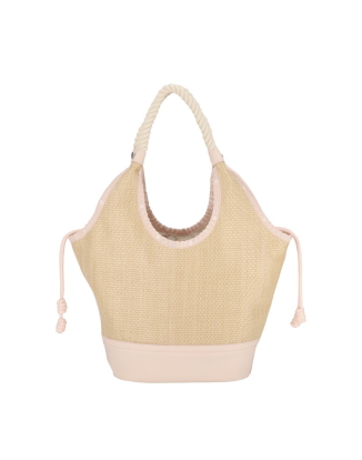 피치 블러쉬 라피아 라지 다이아몬드 토트백