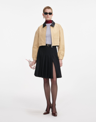 베이지 데님 크롭 재킷