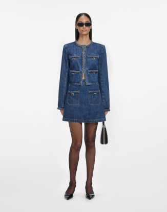 데님 브레이디드 미니 스커트