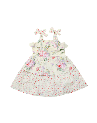 키즈 프릴리 티어드 드레스 플로럴 필즈 & 썸머 딧시