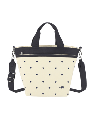 네이비 스위스 하트 버켓 토트백