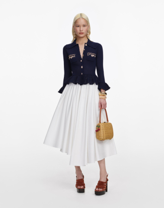 네이비 쉘 엠벨레시트 가디건