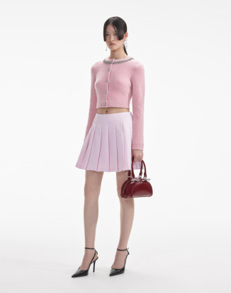 핑크 새틴 미니 스커트