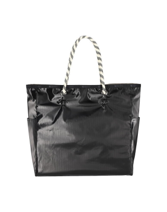블랙/파슬 샤인 라지 투웨이 토트백