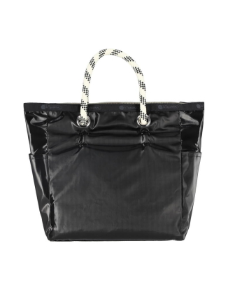 블랙/파슬 샤인 미디움 투웨이 토트백
