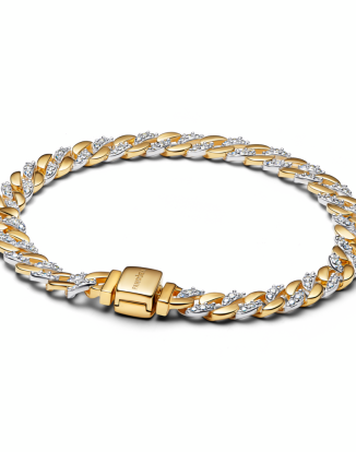 투톤 파베 쿠바 체인 브레이슬릿