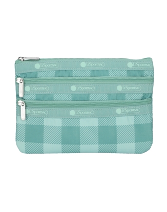 그린 필드 깅엄 쓰리집 코스메틱 파우치