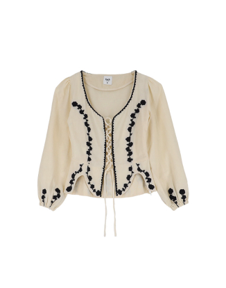 티타니아 핸드 엠브로이더드 코르셋 블라우스